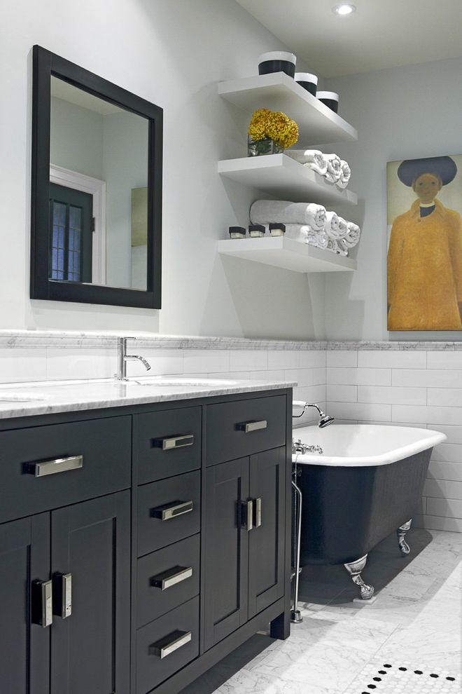 Cosco Rugs Transitional Bathroom with Black Tub