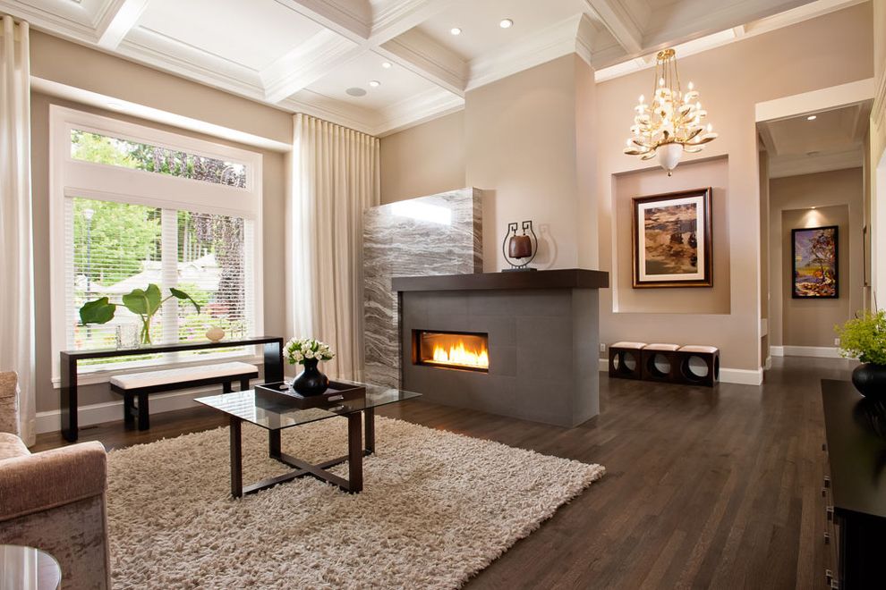 Cosco Rugs Transitional Living Room with Mantel