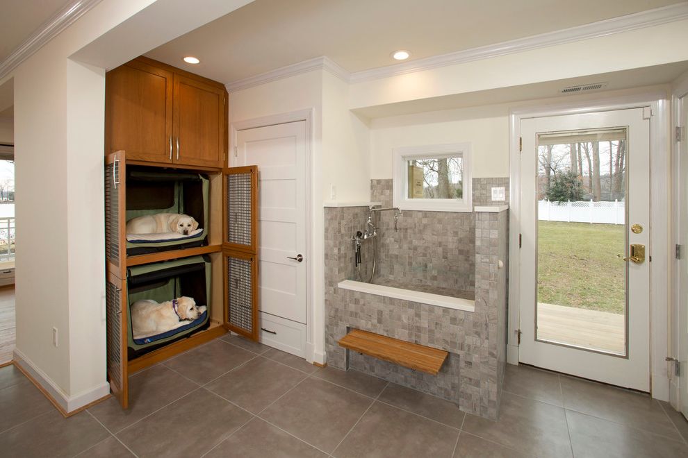 Dallas Manufacturing Company Dog Bed Transitional Laundry Room with Recessed Lighting