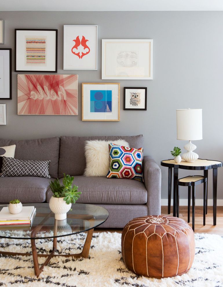 End Table with Attached Lamp Contemporary Living Room with White Ceramic Table Lamp