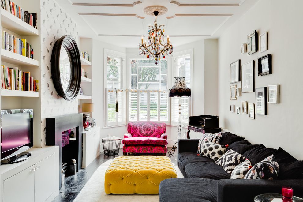 Extra Deep Couches Living Room Furniture Contemporary Living Room with Black Mantlepiece