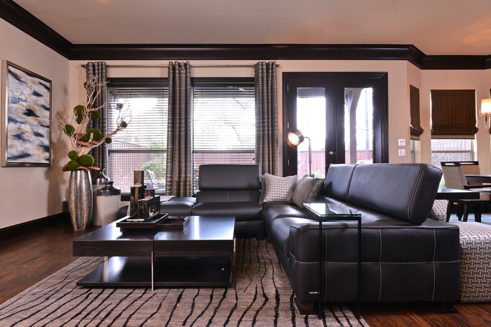Extra Deep Couches Living Room Furniture Contemporary Living Room with Black Sectional