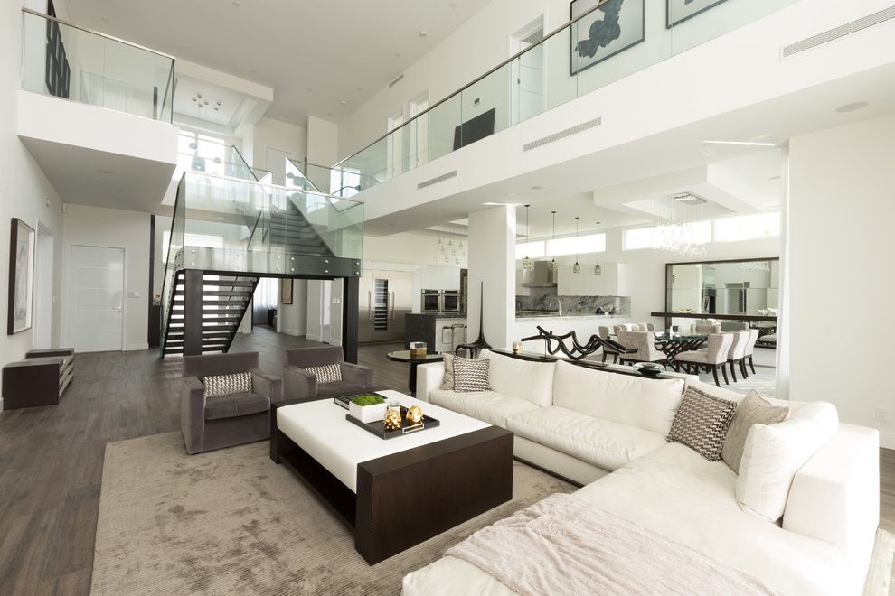 Extra Deep Couches Living Room Furniture Contemporary Living Room with Open Second Floor