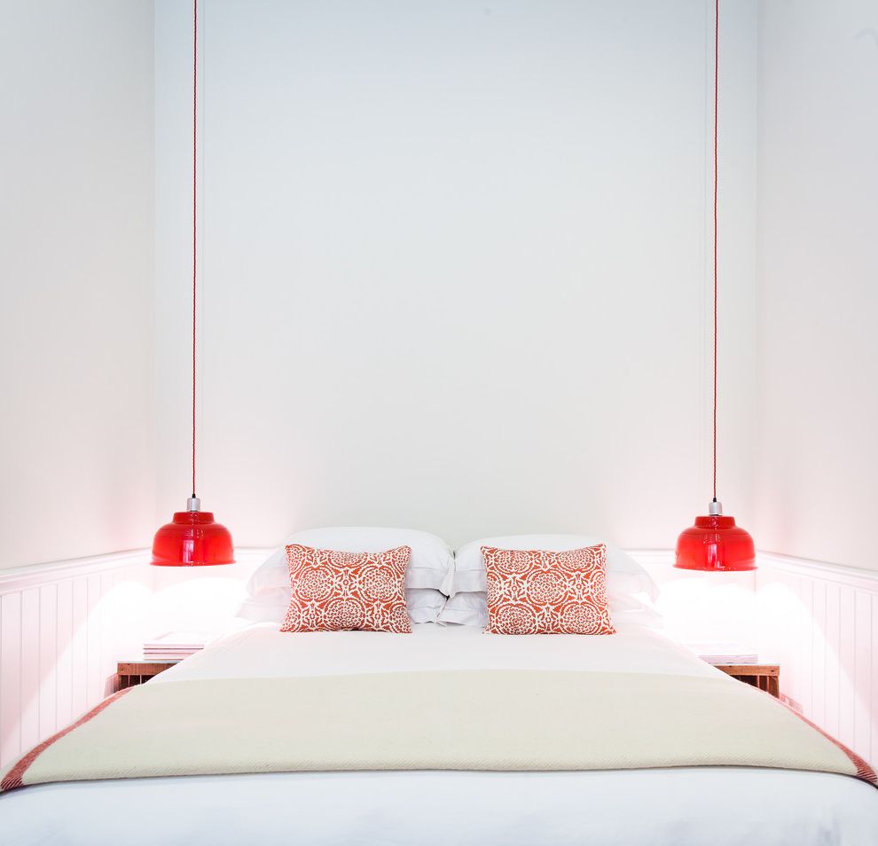 Hanging Lamps Lowes Beach Style Bedroom with Red Pendant Lights