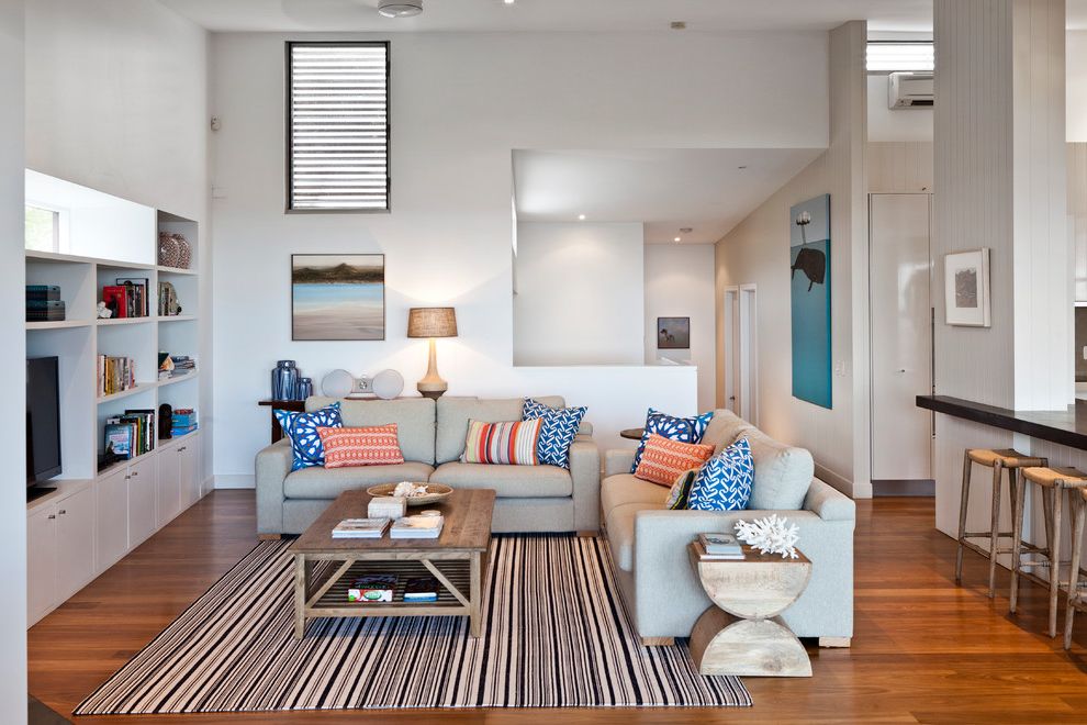 Joss and Main Area Rugs Contemporary Family Room with Beige Bead Board