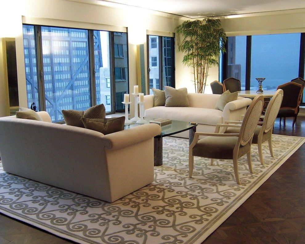 Joss and Main Area Rugs Traditional Living Room with White Sofa