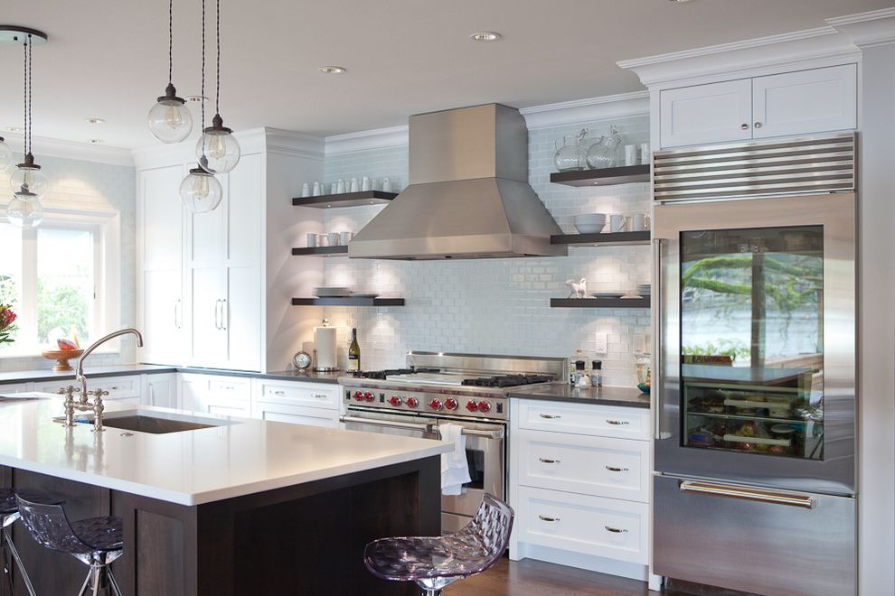 Lowes Metal Shelving Contemporary Kitchen with Open Shelves
