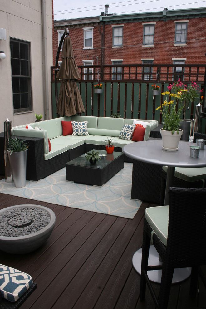 Menards Outdoor Rugs Transitional Deck with Container Plants