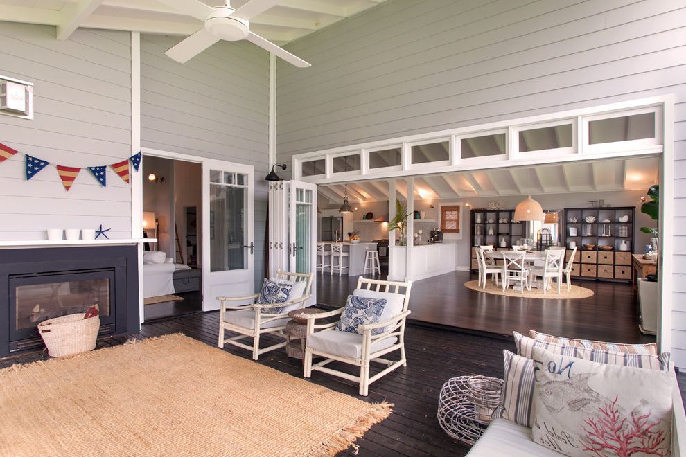 Nautical Door Mats Beach Style Porch with Indoor Outdoor Living
