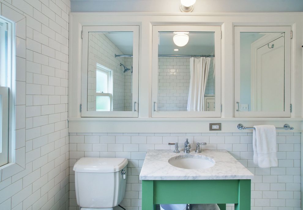 Oval Recessed Medicine Cabinet Traditional Bathroom with Towel Rack