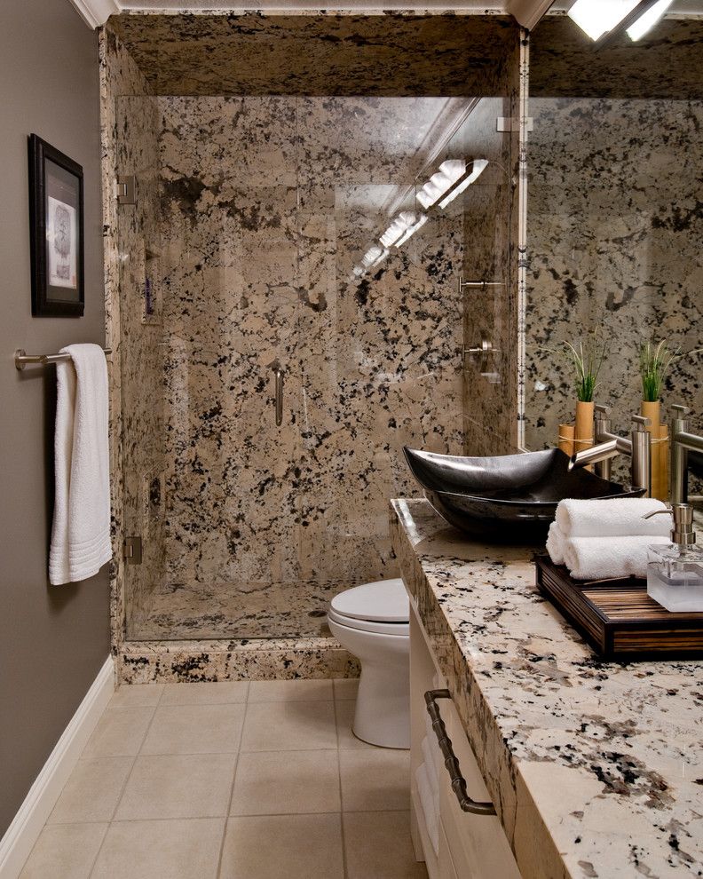 Ralph Lauren Floral Sheets Contemporary Bathroom with Tile Floor