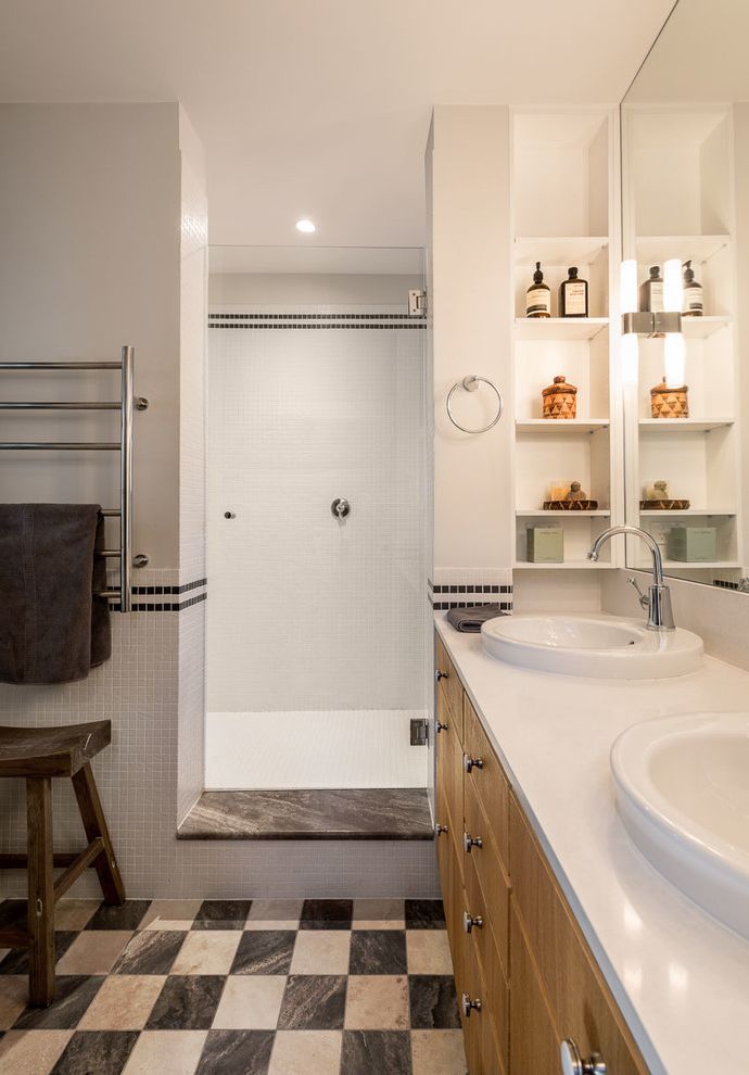 Toto Lt542g Contemporary Bathroom with Black White Checkered