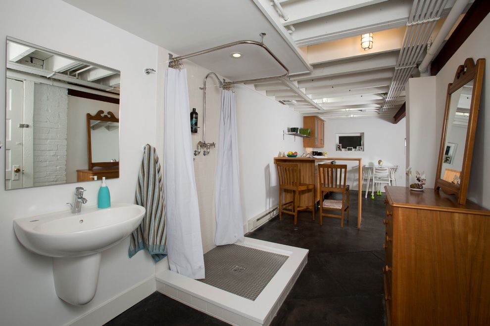 Toto Lt542g Transitional Basement with Concrete Flooring