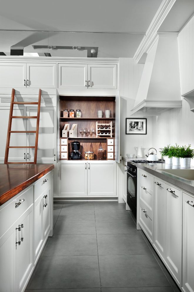Versa Desk Contemporary Kitchen with White Painted Cabinets