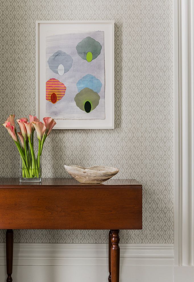 Versa Desk Transitional Entry with Contemporary Artwork