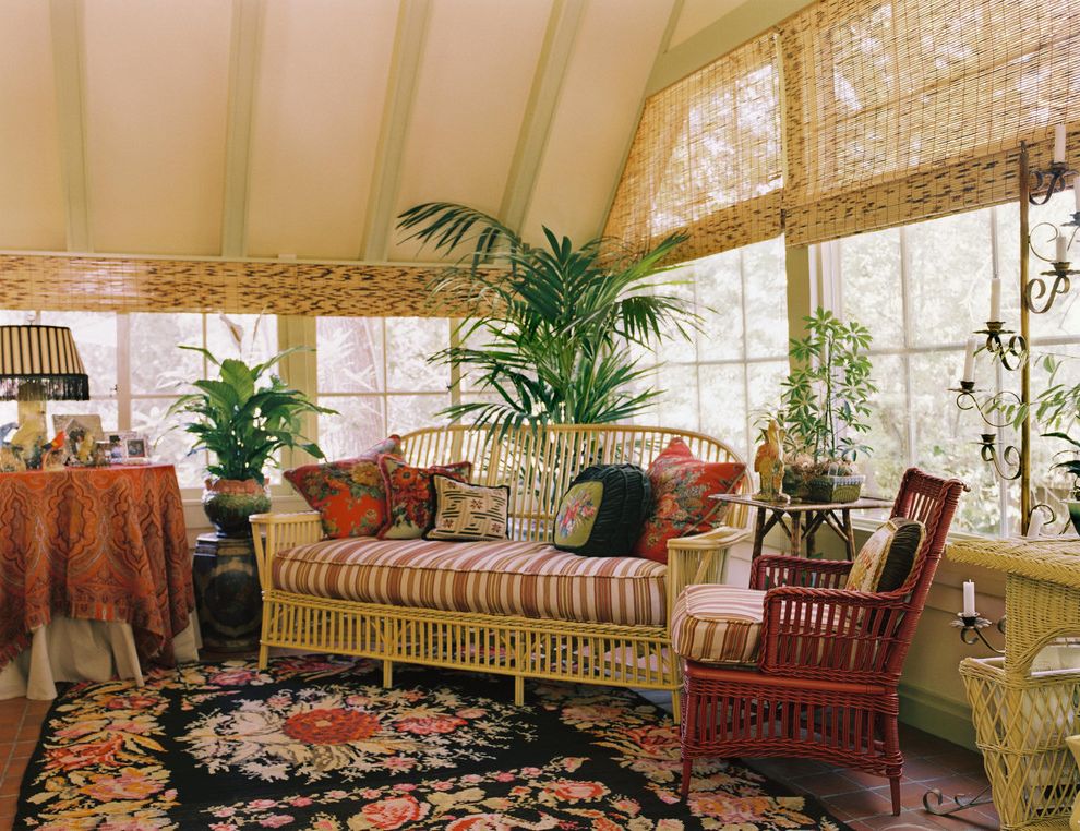 Wicker Chairs Lowes Traditional Sunroom with Vaulted Ceiling