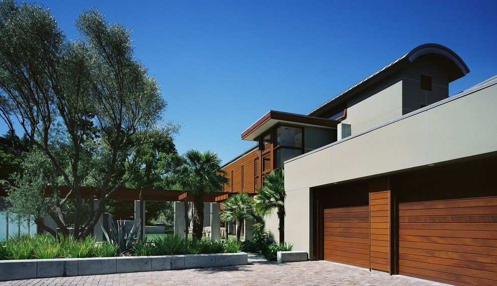 9x10 Garage Door Contemporary Exterior with Palm Trees