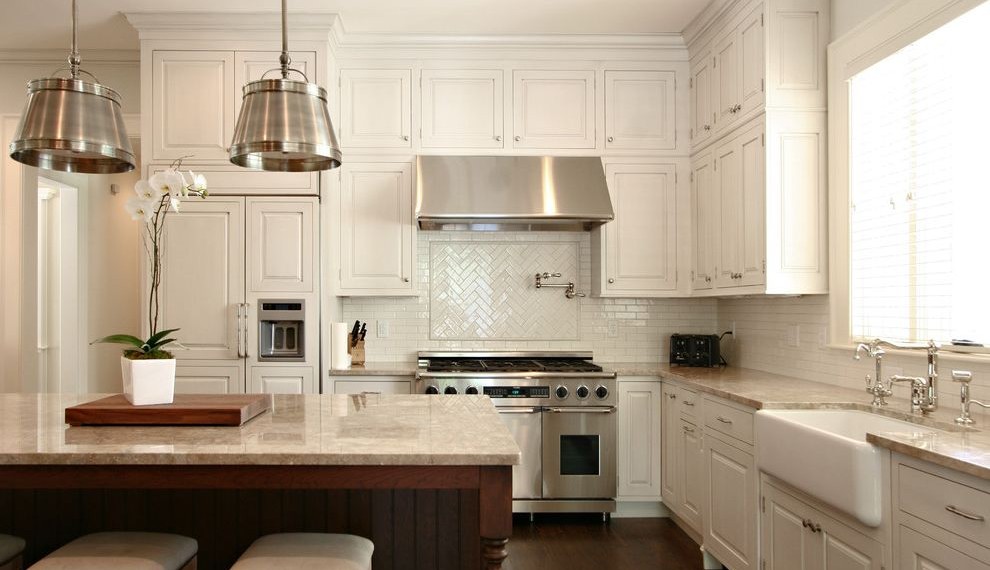 9x10 Garage Door Traditional Kitchen with Range Hood