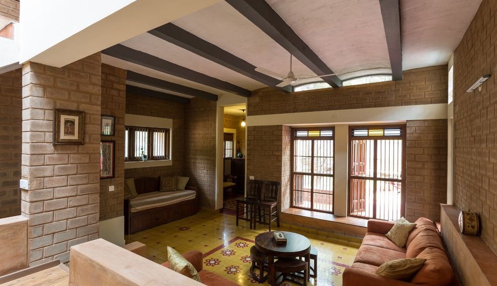 Air Conditioner Coil Indian Living Room with Yellow Flooring