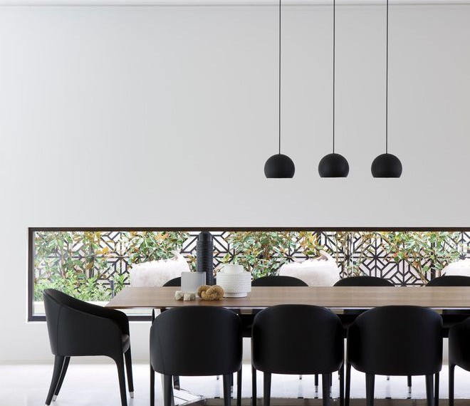 Artscape Window Film Modern Dining Room with Black Pendant Lights