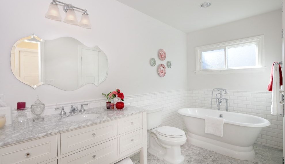 Bathroom Vanity Clearance Traditional Bathroom with Freestanding Tub