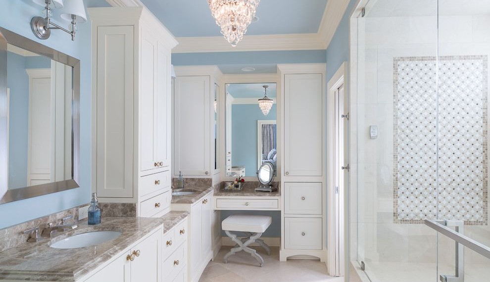 Bathroom Vanity with Makeup Counter Traditional Bathroom with Bathroom Mirrors