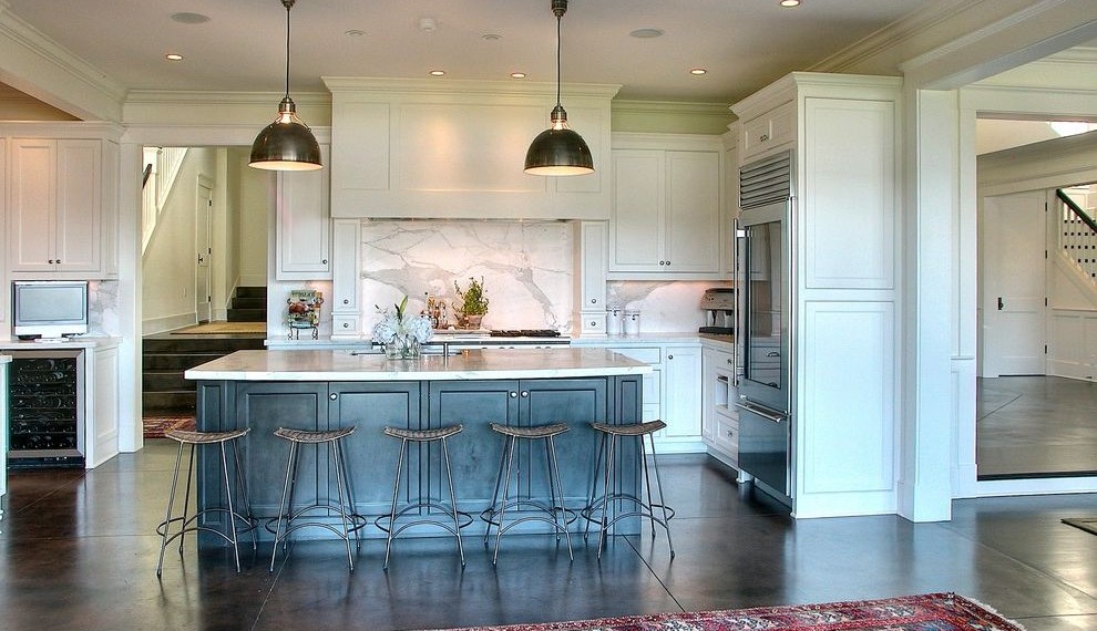 Behr Concrete Stain Traditional Kitchen with Stainless Steel Appliances