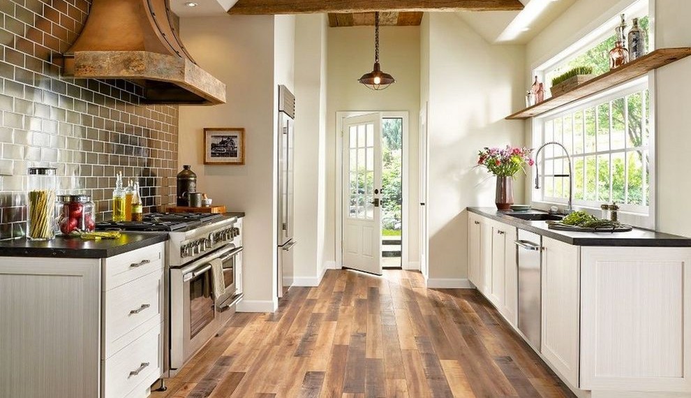 Best Mop for Laminate Floors Farmhouse Kitchen with Wood Ceiling