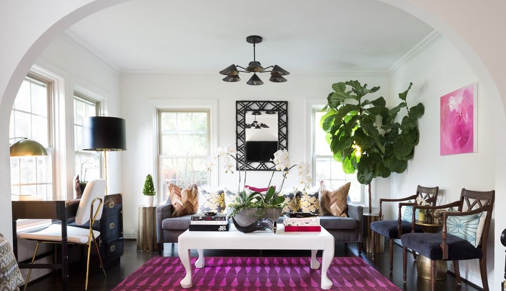 Brown Wood Desk Eclectic Family Room with White Desk Chair