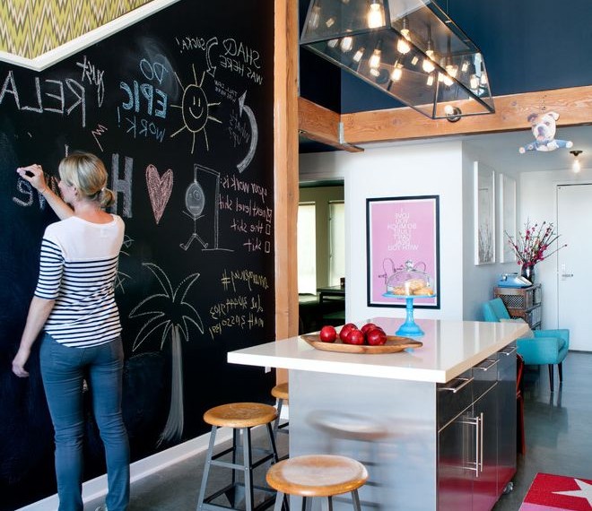 Bushbeans.com Recipes Eclectic Kitchen with Pink and Red Rug
