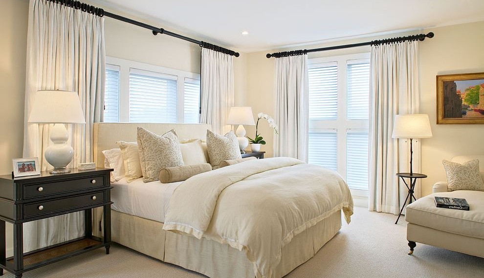 Cafe Curtain Rods Beach Style Bedroom with White Bedroom
