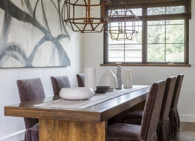 Chair Slip Covers Transitional Dining Room with Grey Slip Cover Chairs