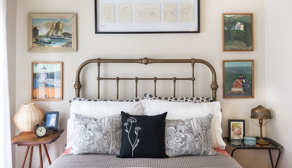 Cheap Nightstands Farmhouse Bedroom with Metal Bedframe