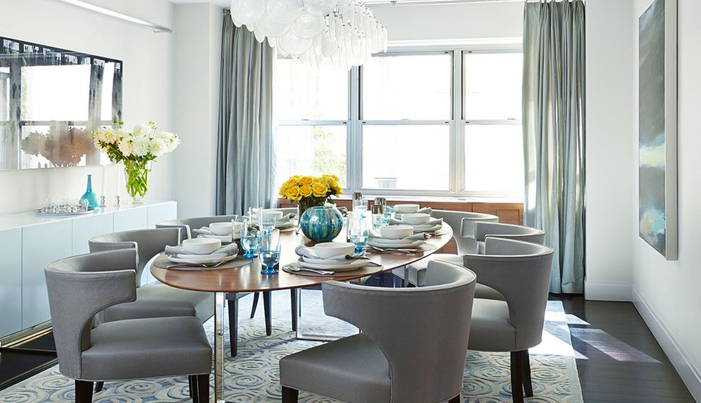 Collapsible Dining Table Contemporary Dining Room with Contemporary Artwork