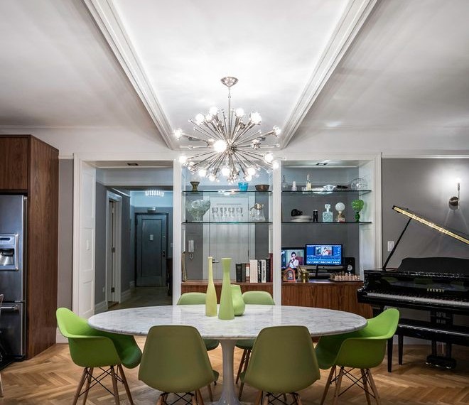 Collapsible Dining Table Contemporary Dining Room with Grand Piano