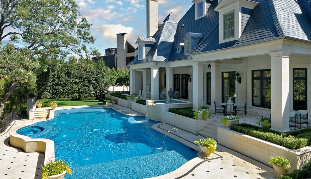 Composite Deck Boards Traditional Pool with Covered Porch