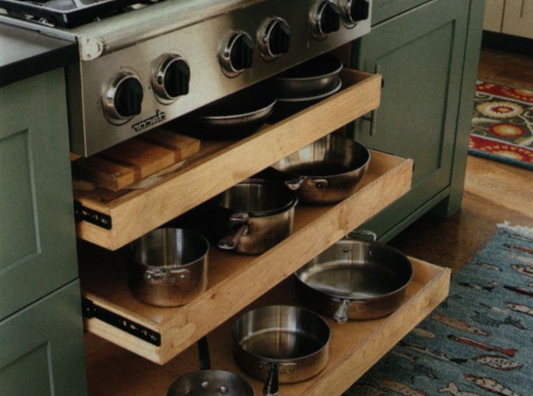 Cook Top Farmhouse Kitchen with Pots and Pans Storage