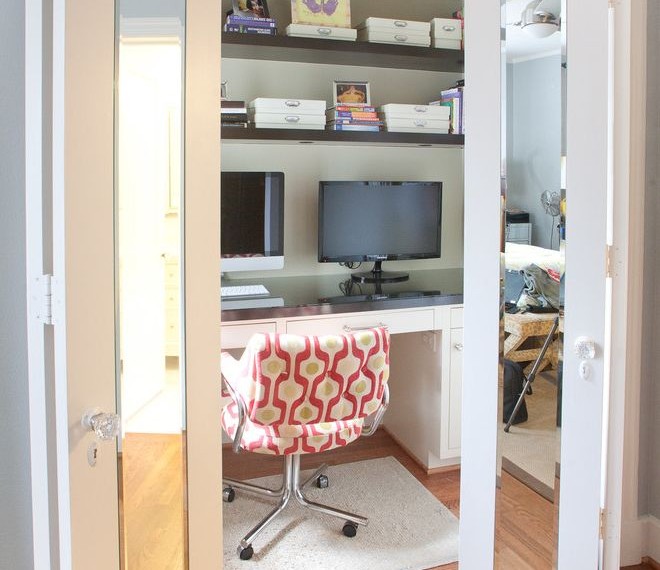Corner Kitchen Table with Storage Bench Contemporary Home Office with Folding Doors