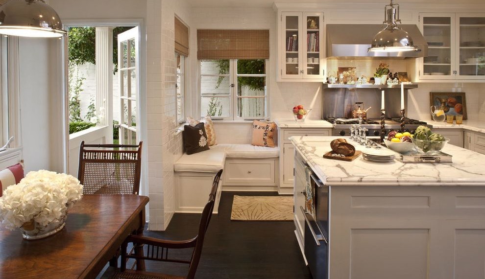 Corner Kitchen Table with Storage Bench Traditional Kitchen with Range Hood