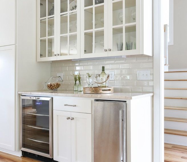 Cremone Bolt for Cabinets Beach Style Home Bar with Under Counter Refrigerator