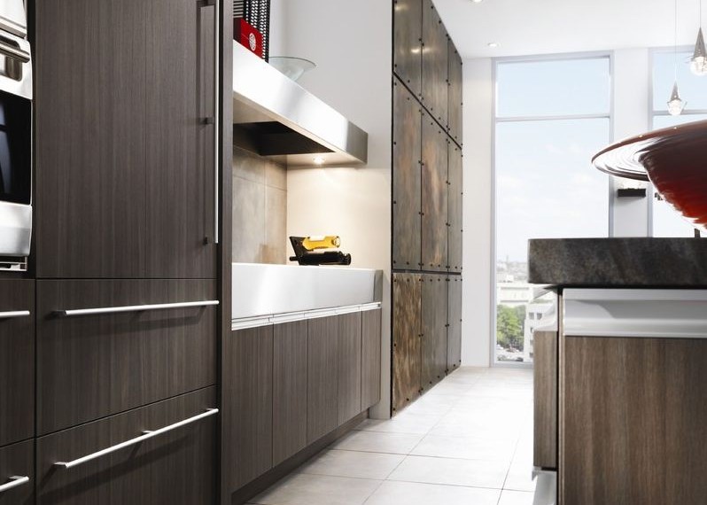 Cremone Bolt for Cabinets Contemporary Kitchen with Dark Stained Wood