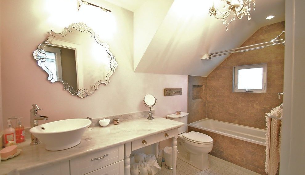 Curtains Rods Contemporary Bathroom with Bead Board