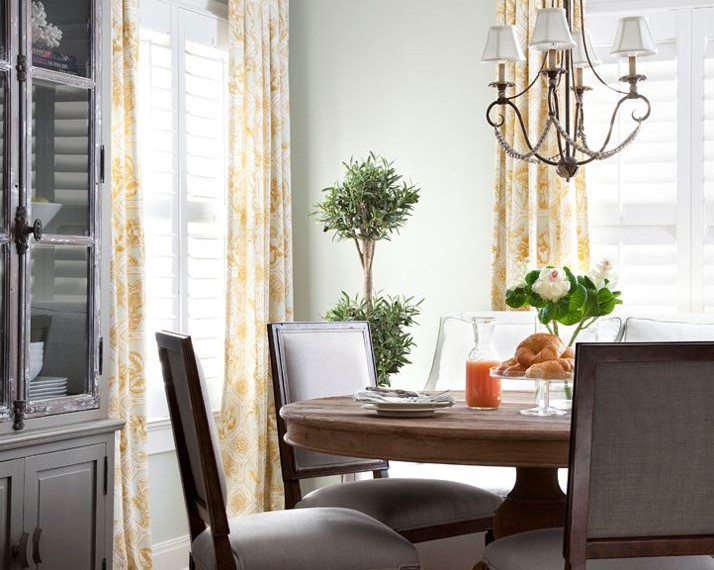Curtains Rods Traditional Dining Room with Gray