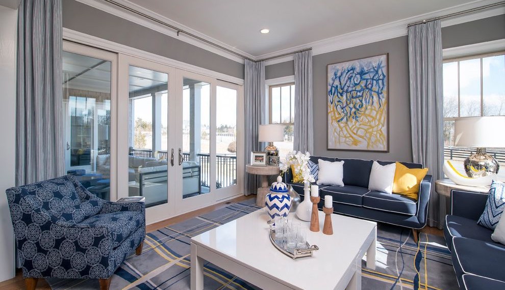 Curtains Rods Transitional Spaces with Crown Molding