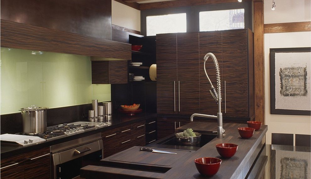 Cutting Board Countertop Craftsman Kitchen with Mahogany