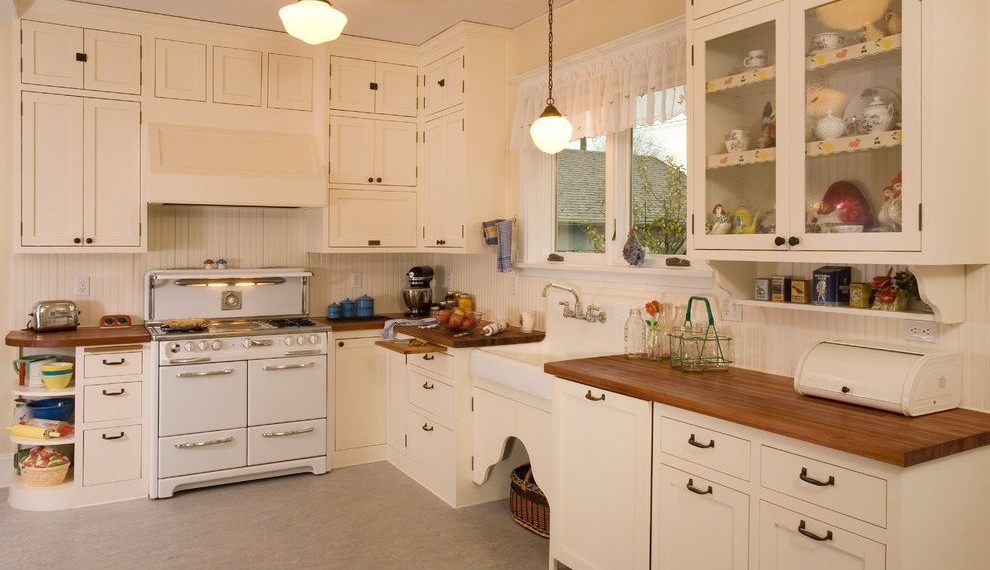 Cutting Board Countertop Shabby Chic Style Kitchen with Shabby Chic Style
