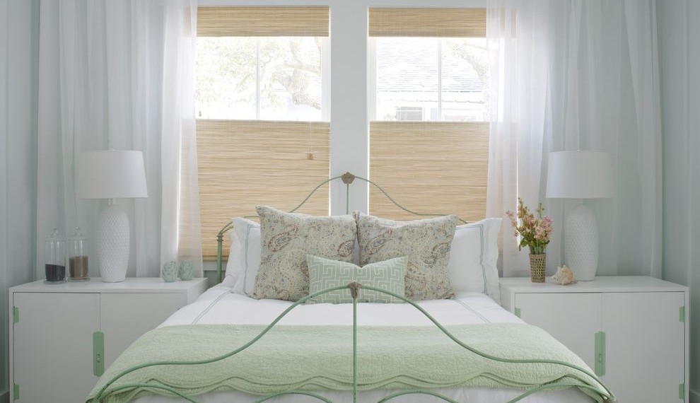 Darkening Curtains Shabby Chic Style Bedroom with Top Down Bottom Up