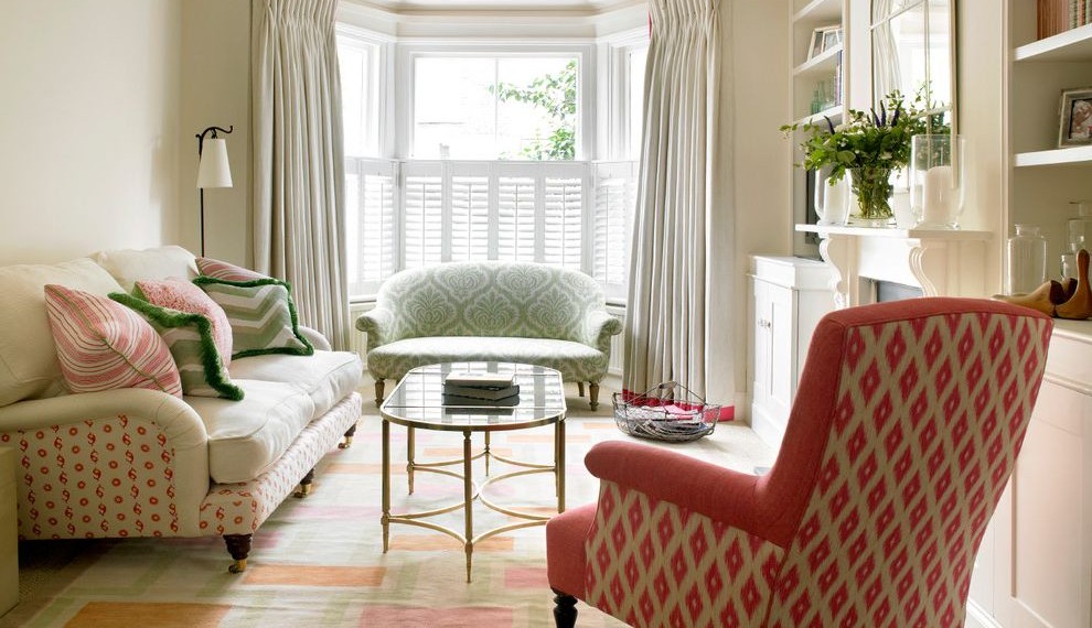 Darkening Curtains Traditional Living Room with Magazine Basket