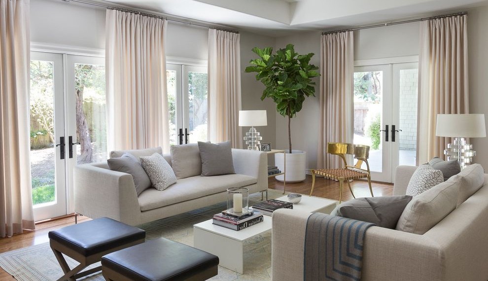 Darkening Curtains Tropical Living Room with Renovation