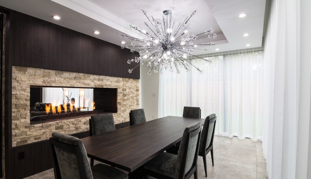 Dining Room Booth Set Contemporary Dining Room with Light Over Dining Table